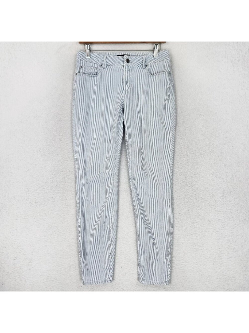 Ann Taylor Jeans Womens 4 Blue The Skinny Ankle Curvy Mid Rise Striped Stretch